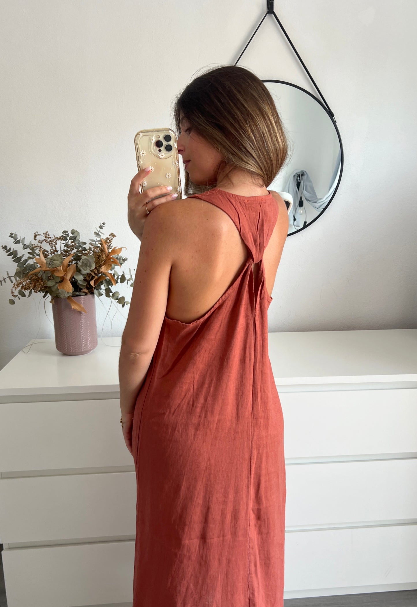 VESTIDO TACHUELAS TEJA