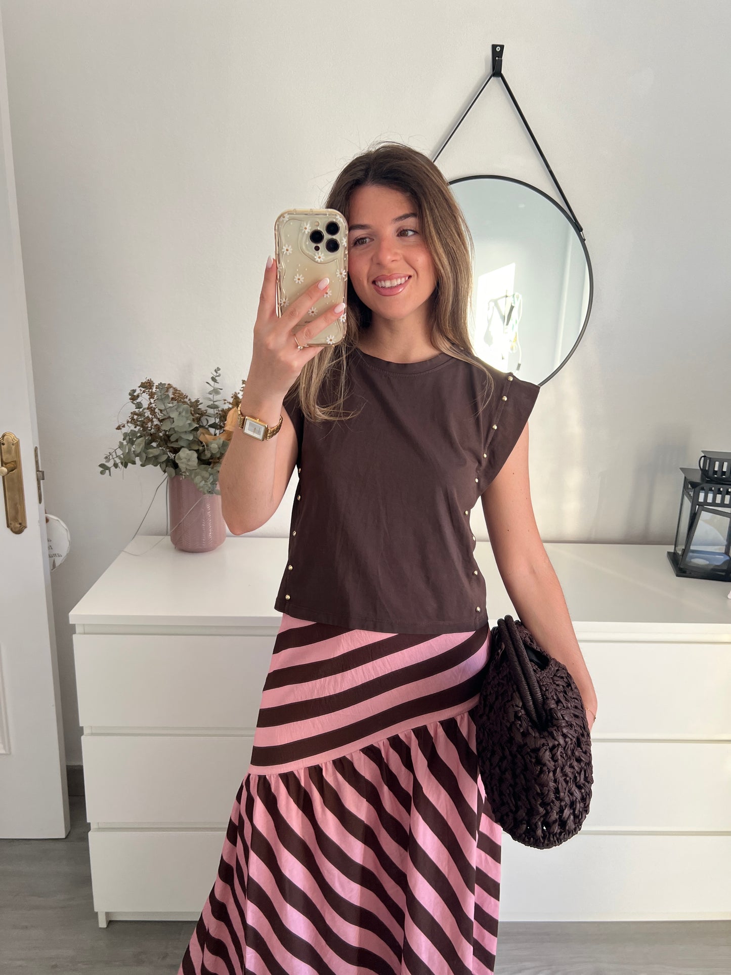 FALDA RAYAS MARRÓN