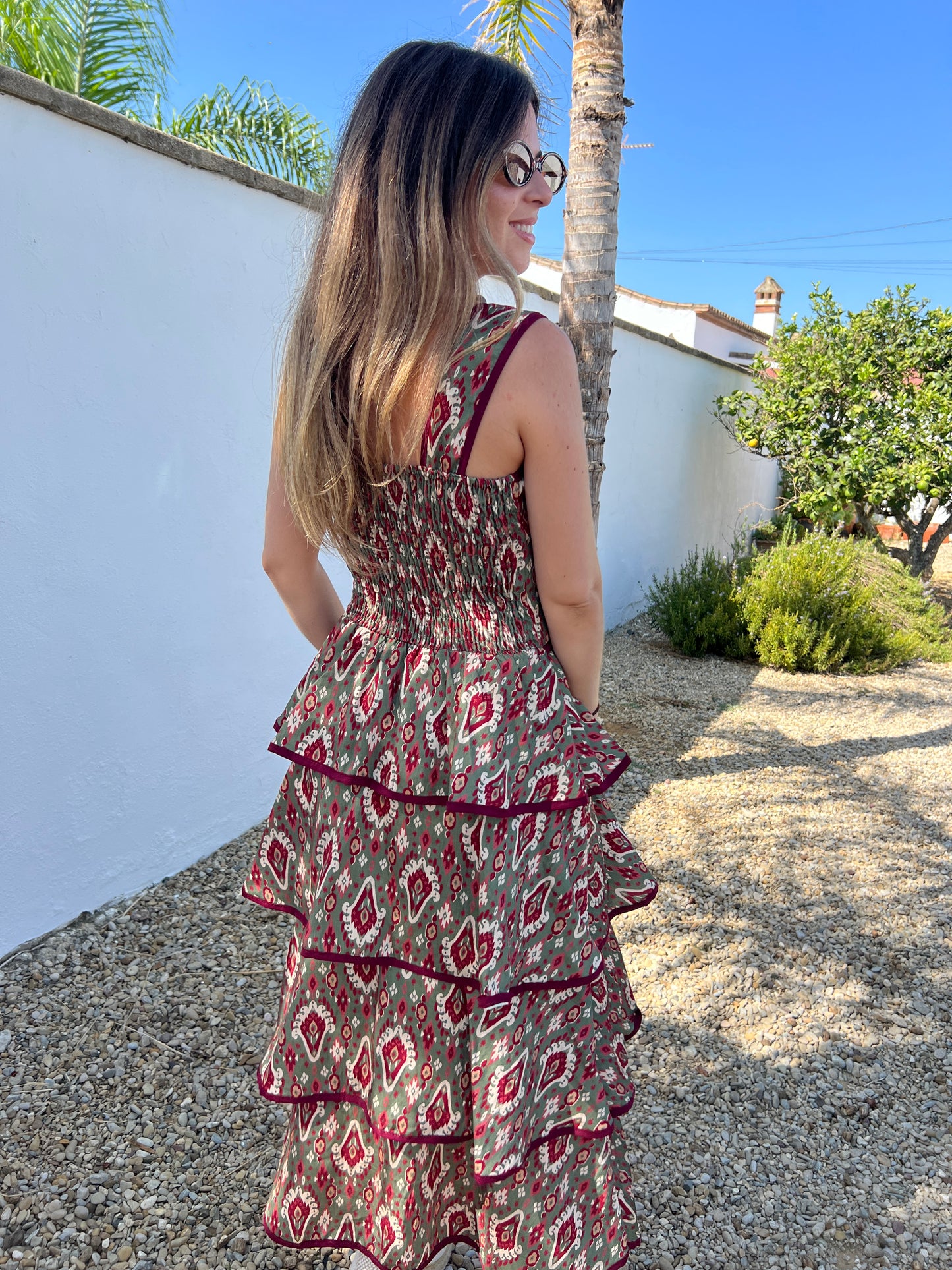 VESTIDO VOLANTES VERDE