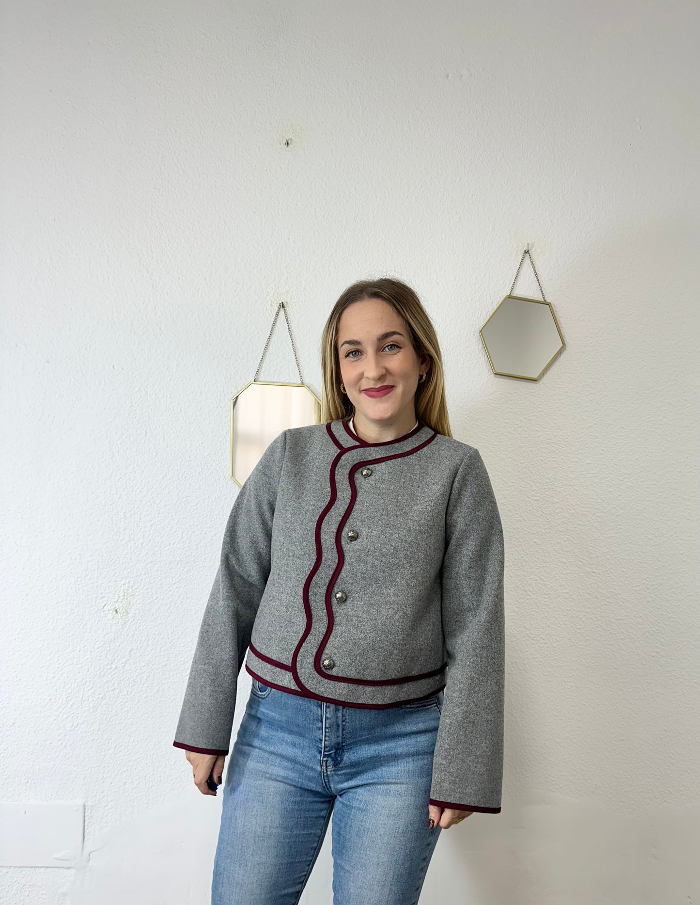 CHAQUETA PAÑO GRIS CLARO