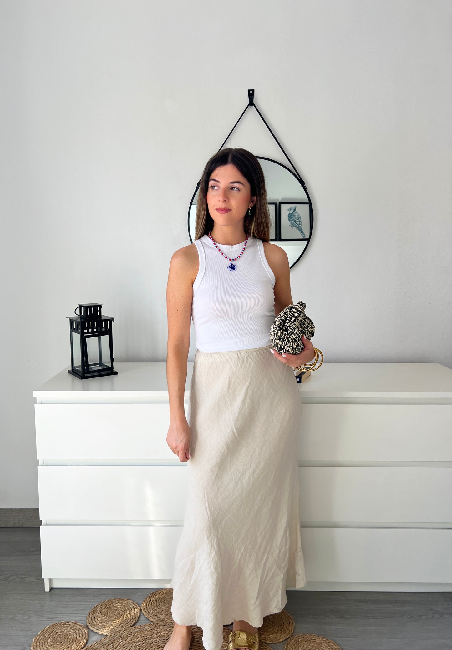 FALDA LINO BEIGE
