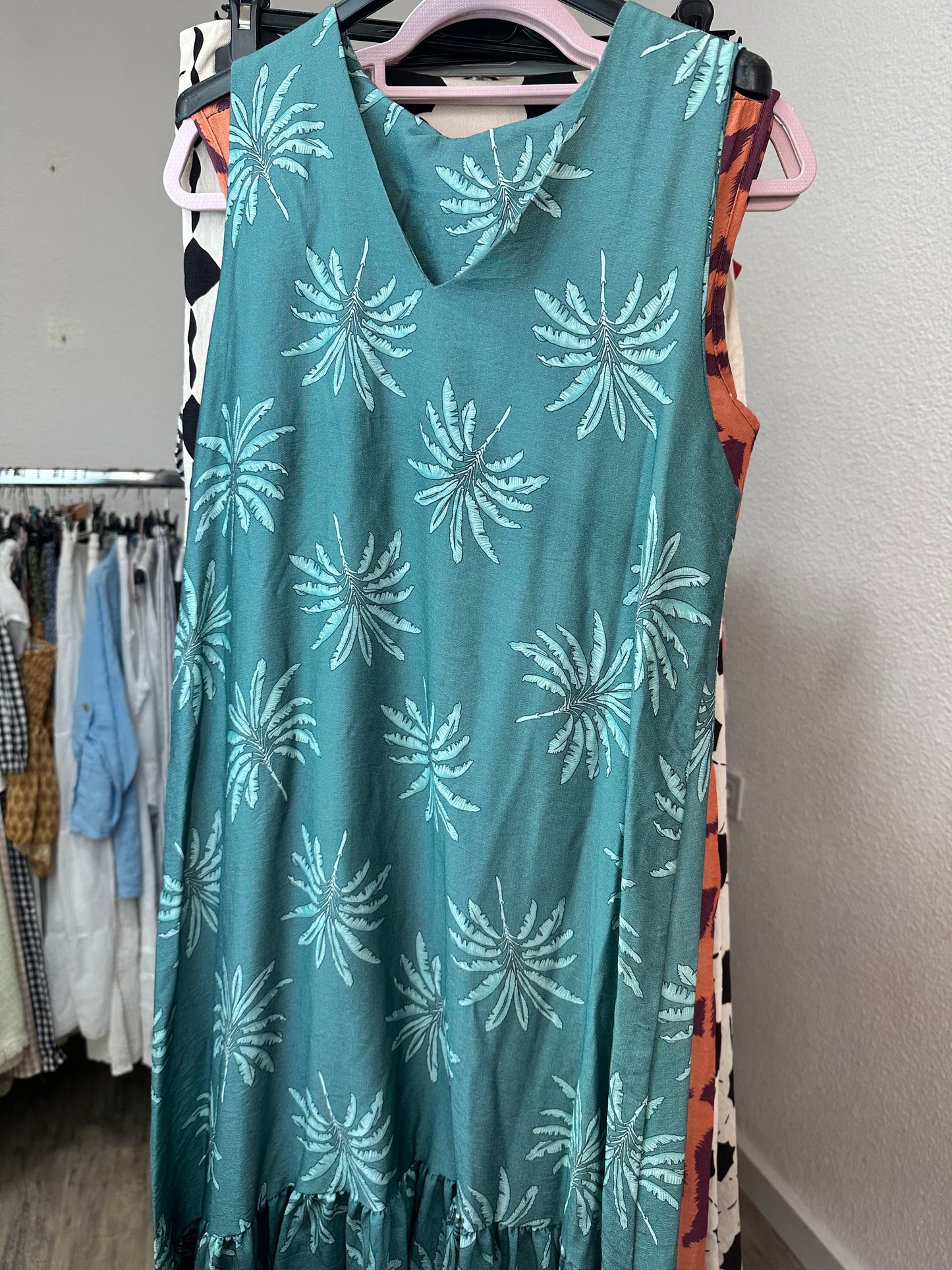 VESTIDO PALMERAS TURQUESA