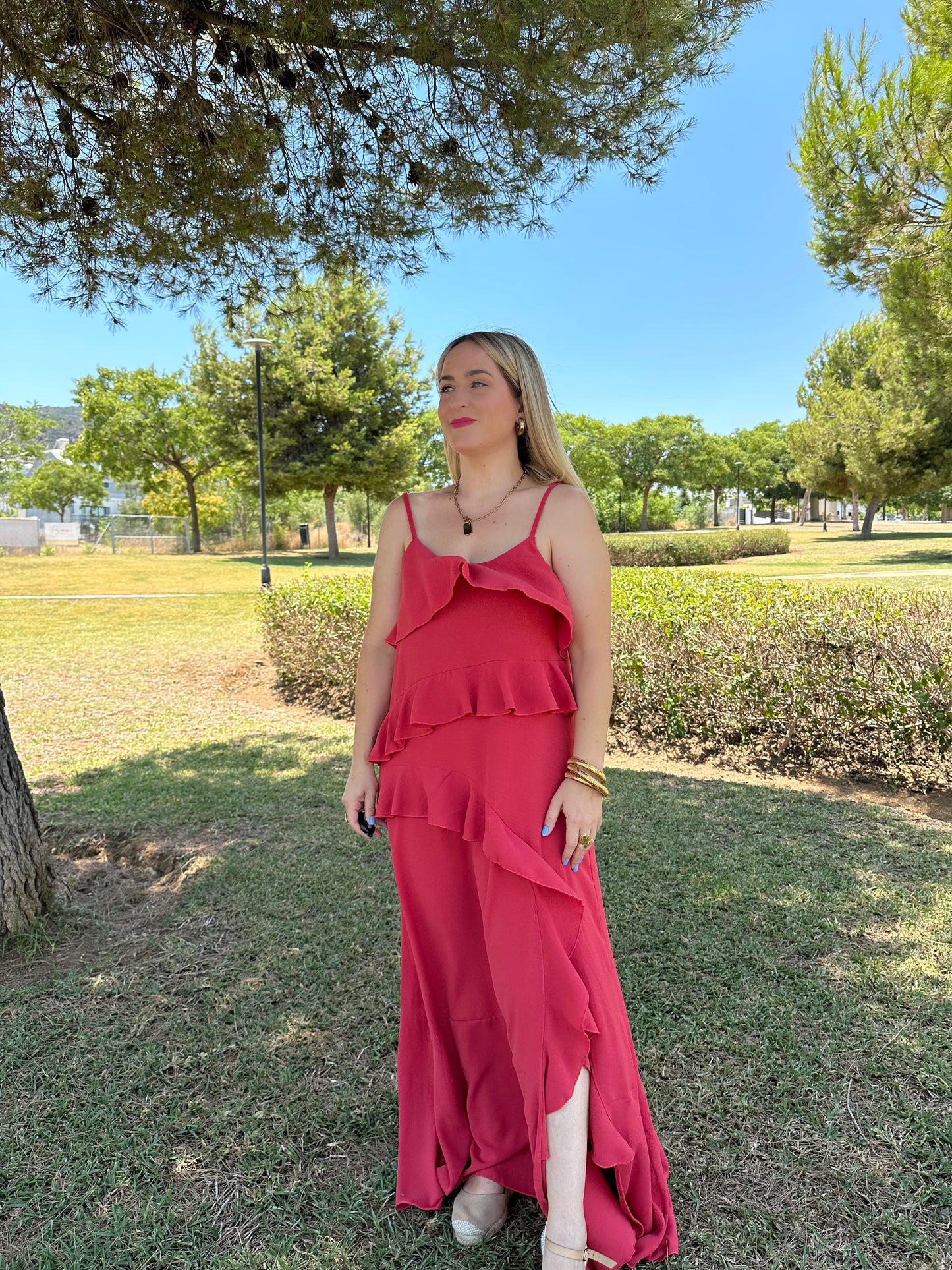 VESTIDO VOLANTES FRANBUESA