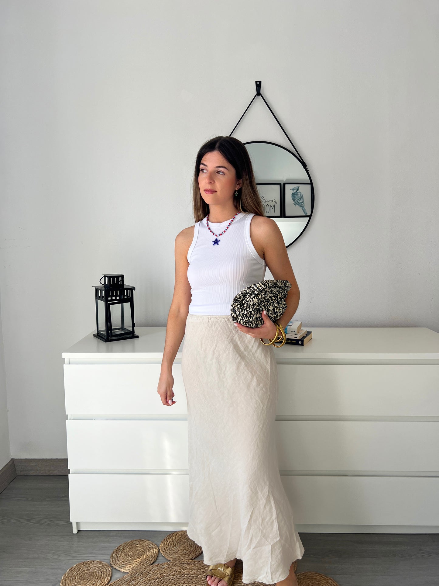 FALDA LINO BEIGE