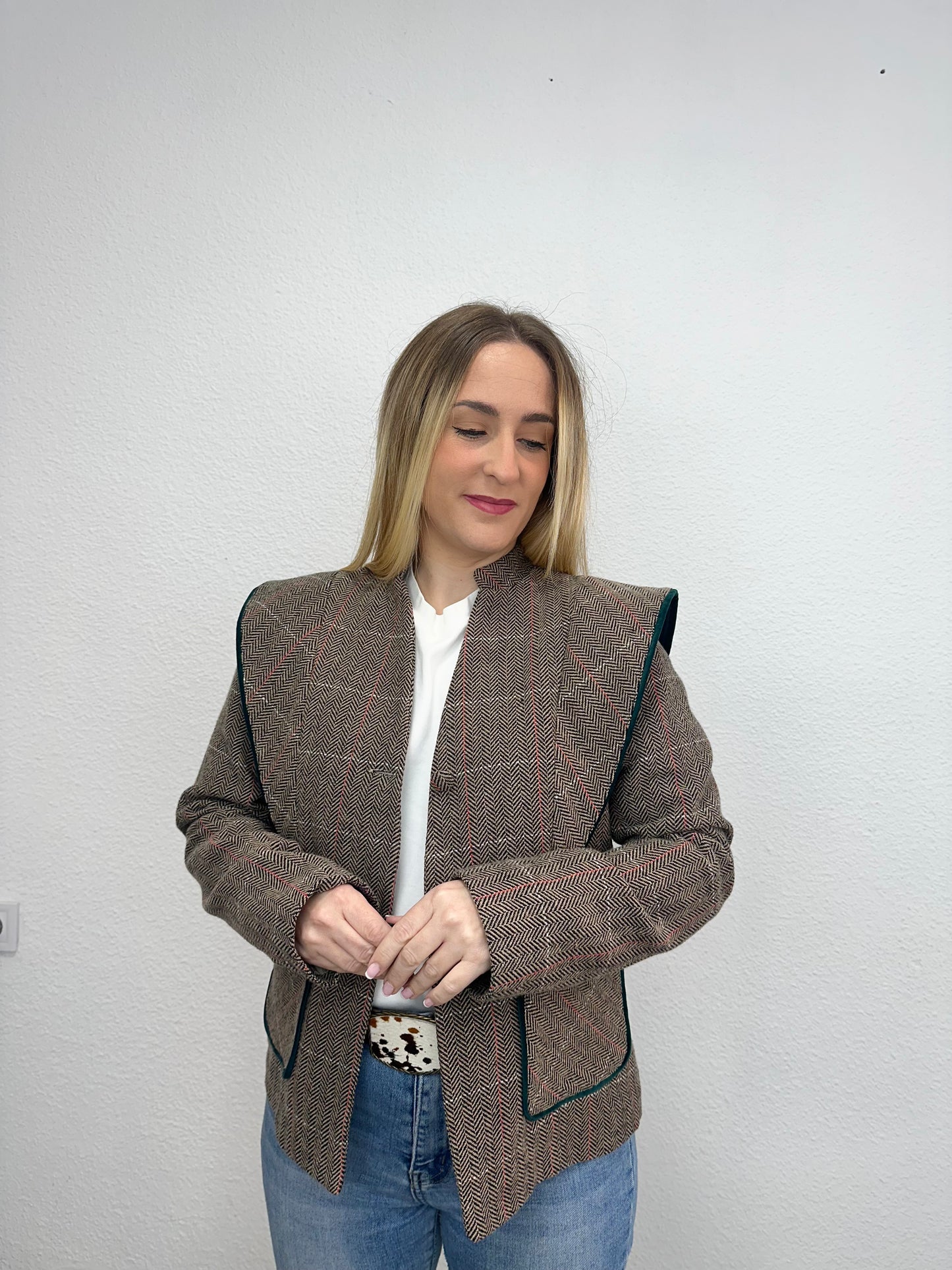 CHAQUETA SOLAPA TERCIOPELO TURQUESA