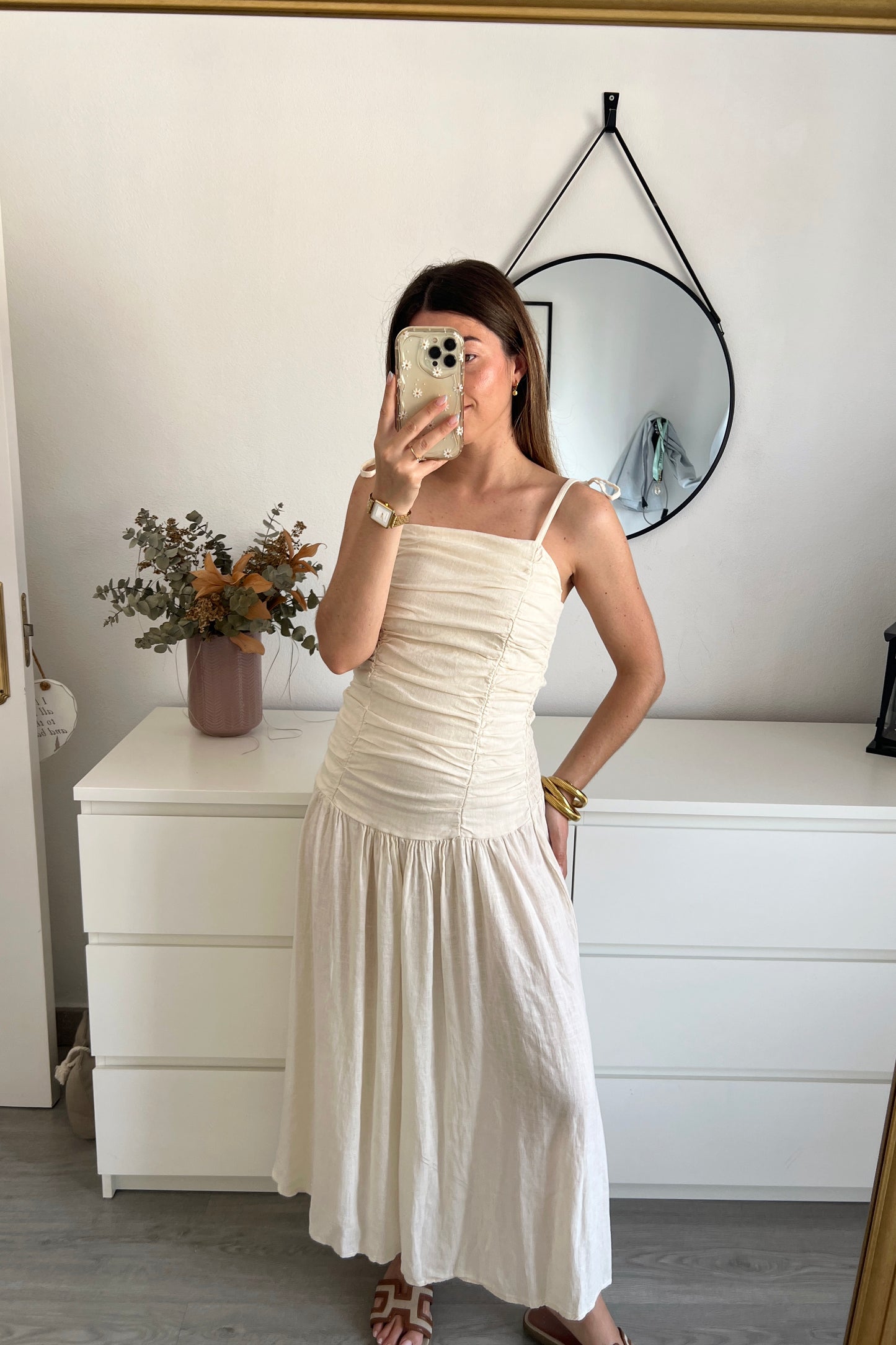 VESTIDO LINO BEIGE