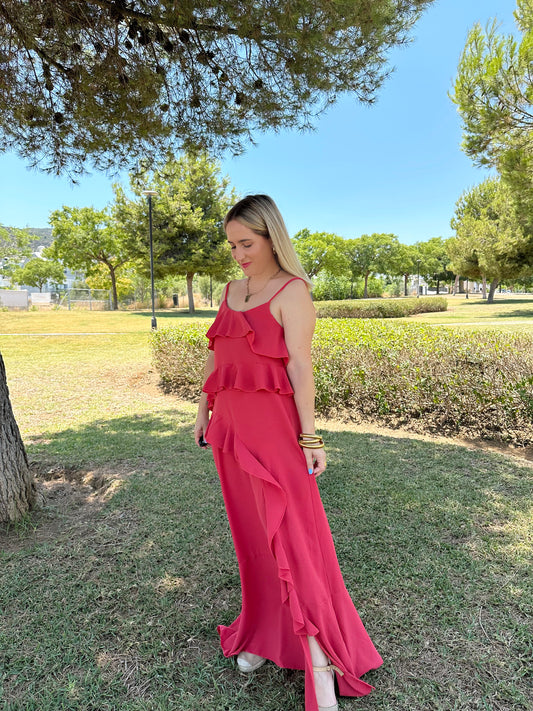 VESTIDO VOLANTES FRANBUESA