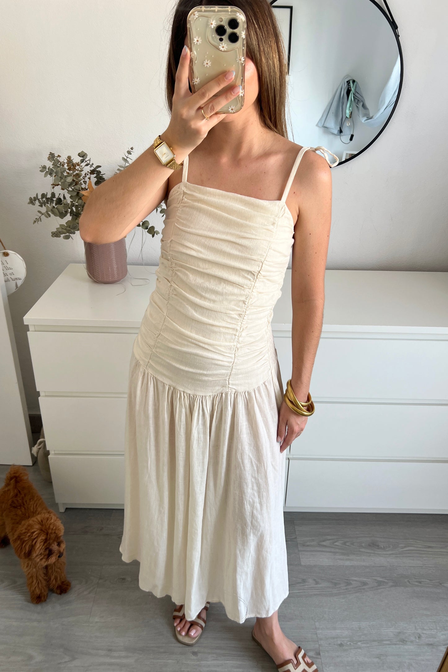 VESTIDO LINO BEIGE