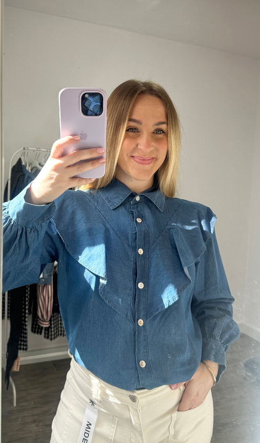 BLUSA DENIM VOLANTE