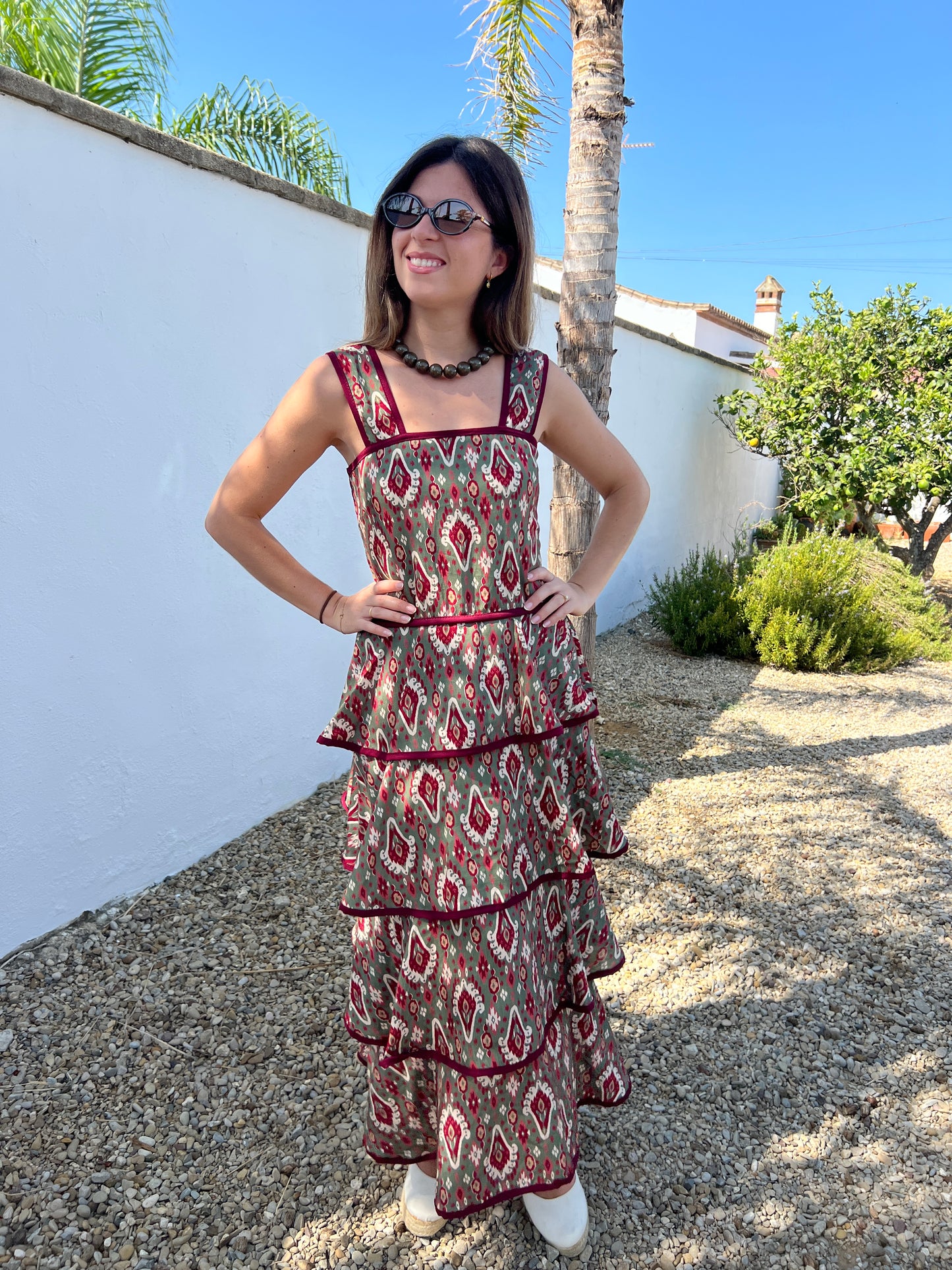 VESTIDO VOLANTES VERDE