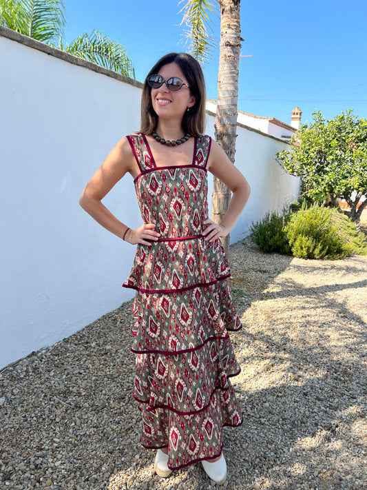 VESTIDO VOLANTES VERDE