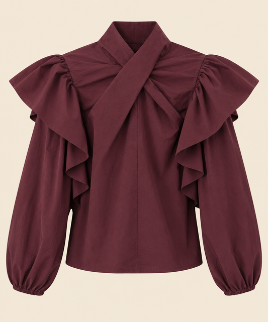 BLUSA VOLANTE TINTO
