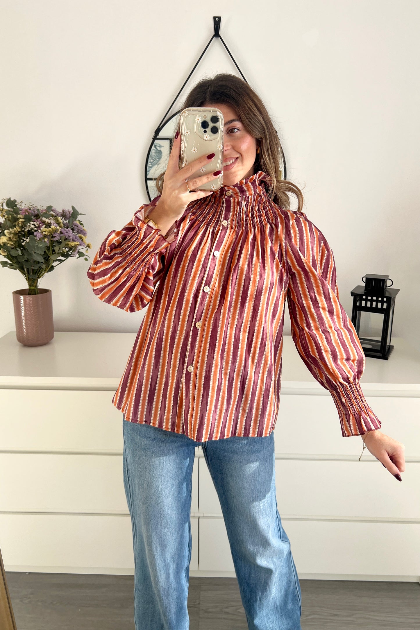 BLUSA CUELLO ALTO BICOLOR