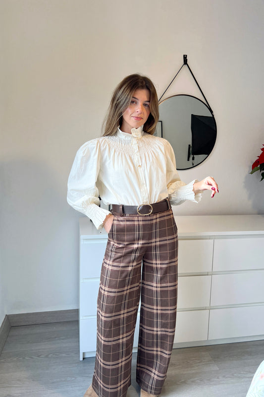 BLUSA CUELLO ALTO CREMA