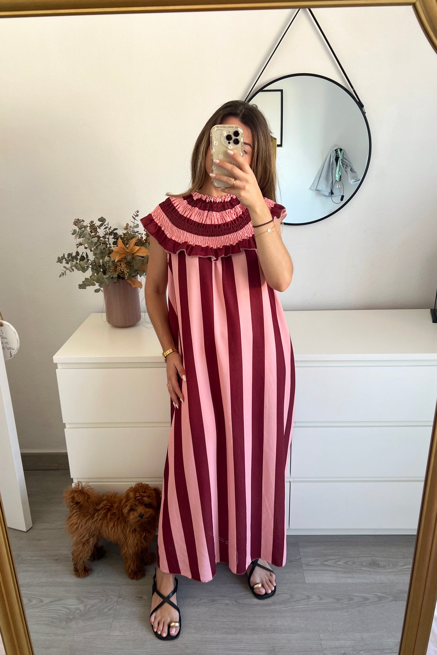 VESTIDO RAYAS ROSA