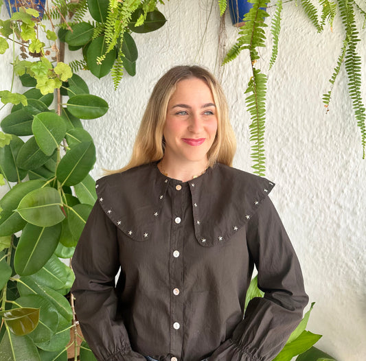 CAMISA CUELLO BOBO CHOCOLATE