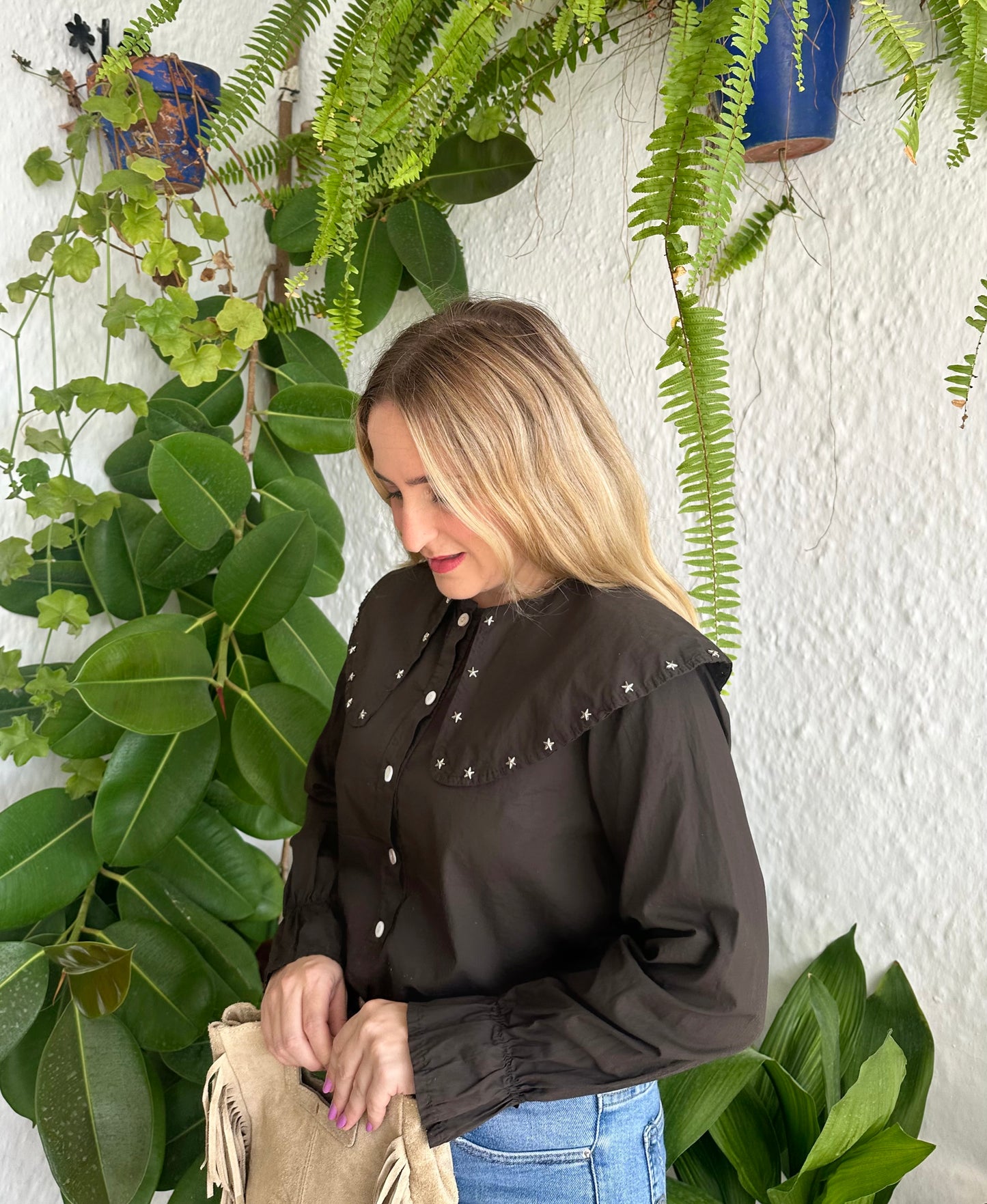 CAMISA CUELLO BOBO CHOCOLATE