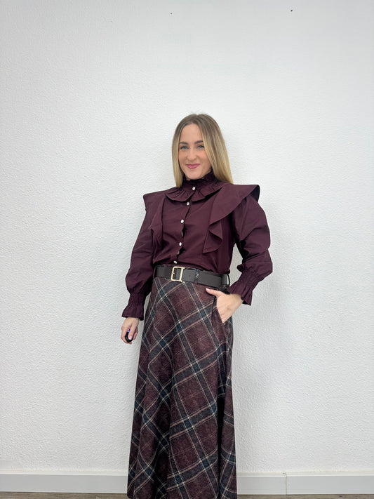 FALDA CUADRO CARMEN TINTO