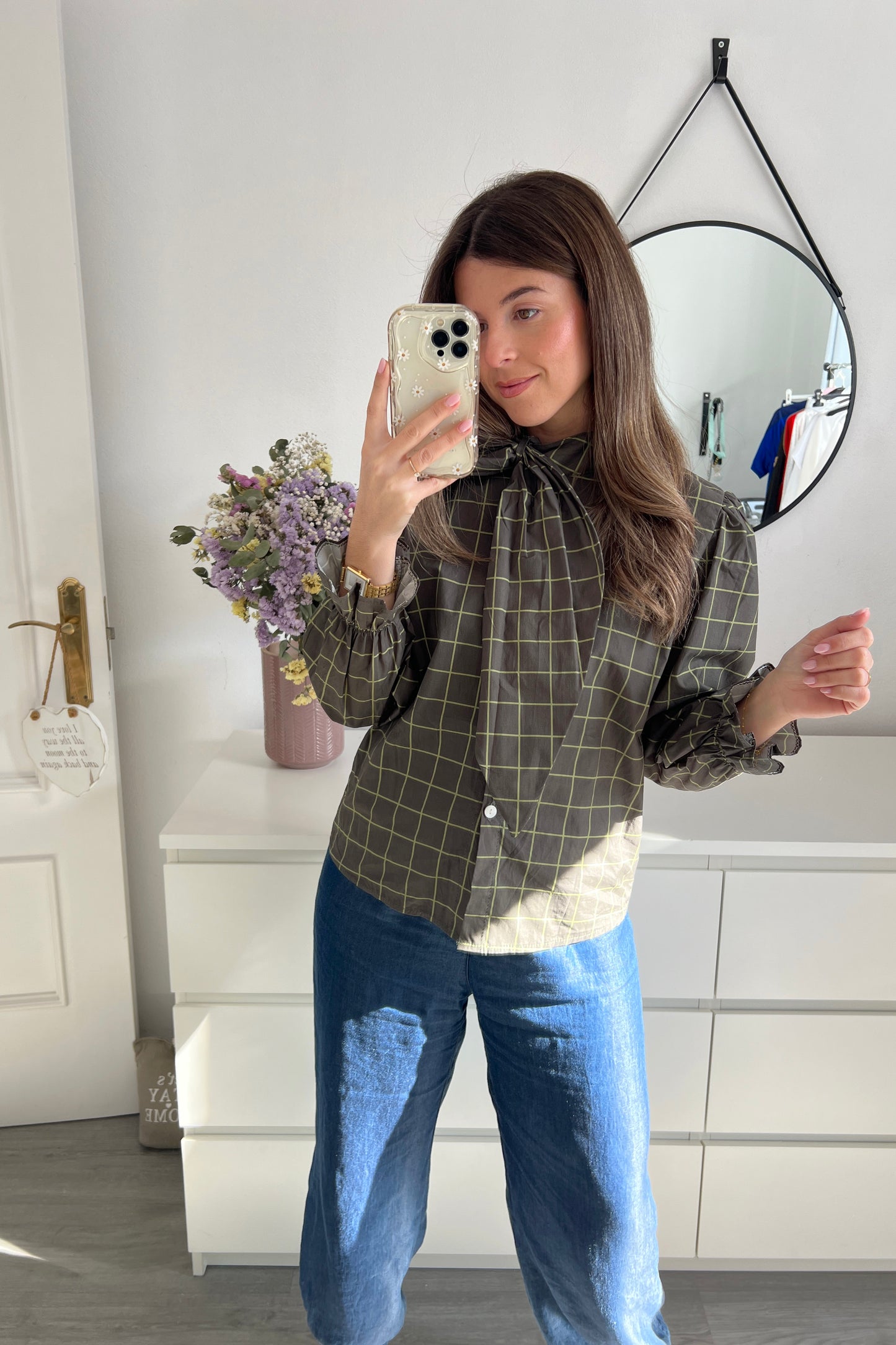 BLUSA HOJA CUADROS VERDES