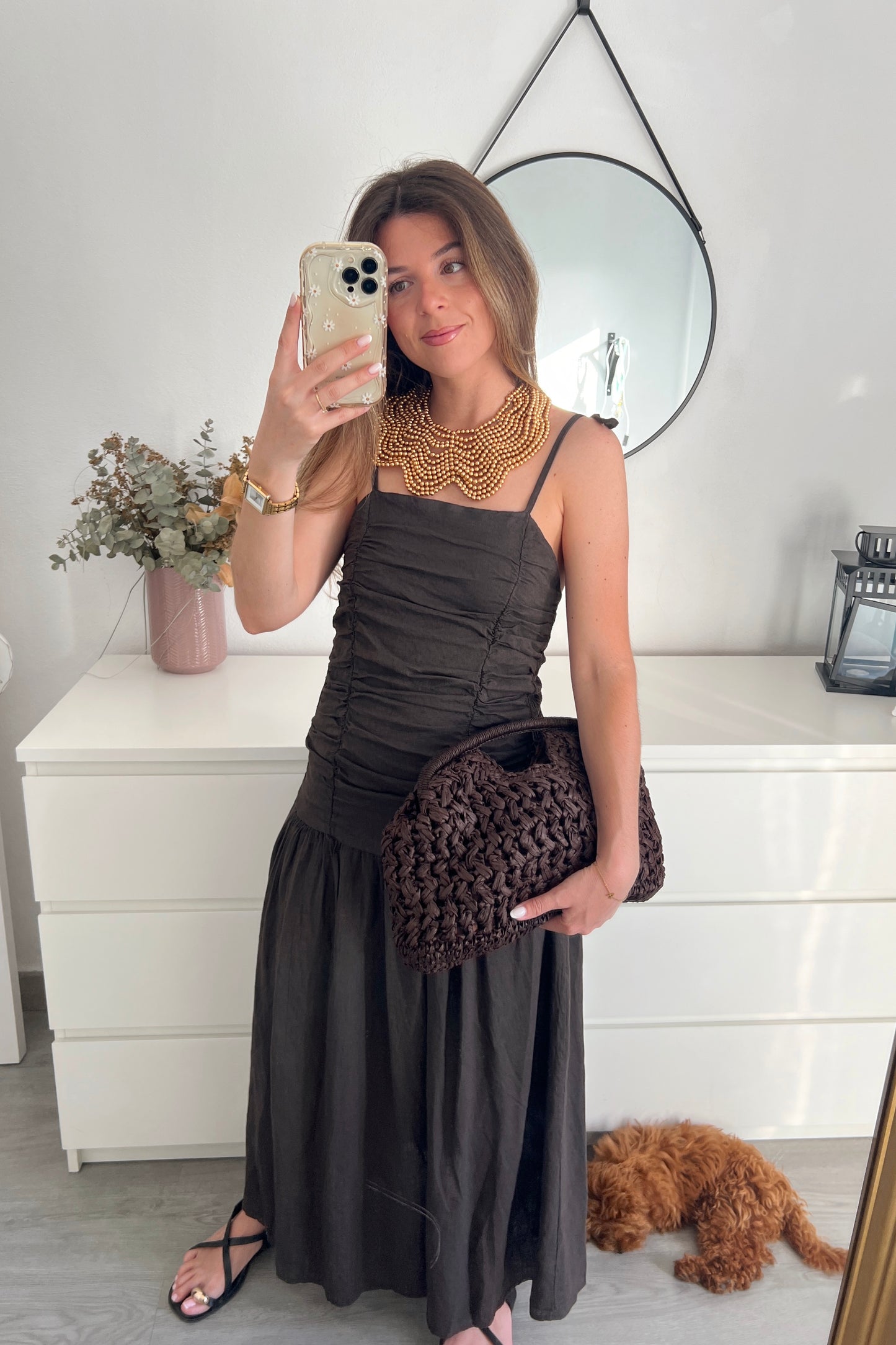 VESTIDO LINO CHOCOLATE