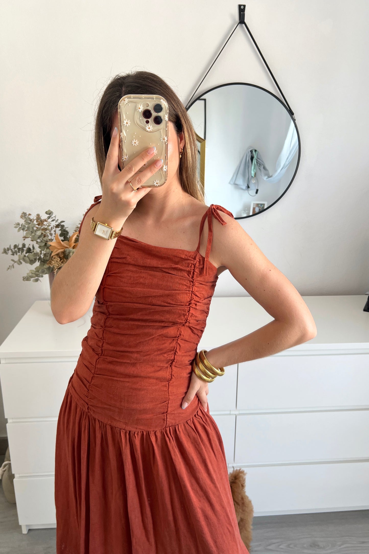 VESTIDO LINO TEJA