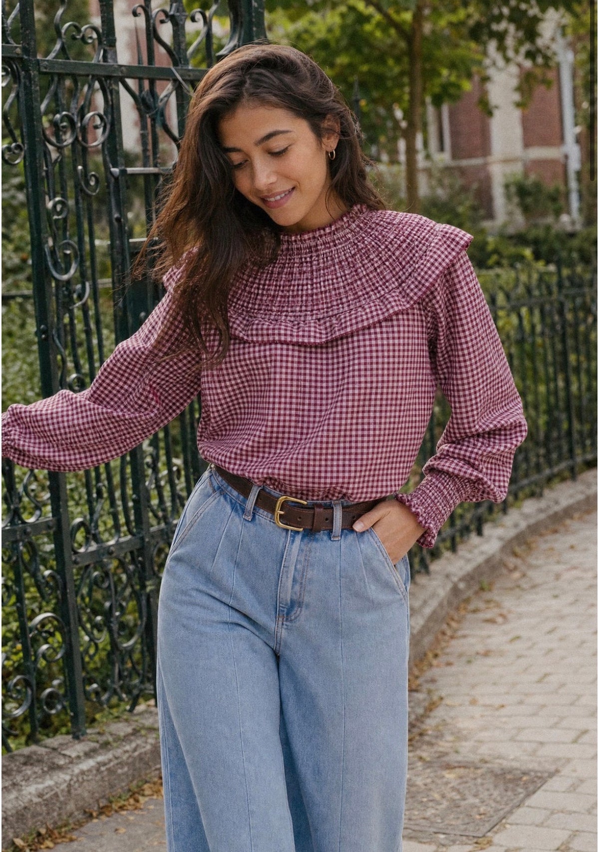 BLUSA VICHY BURGUNDY
