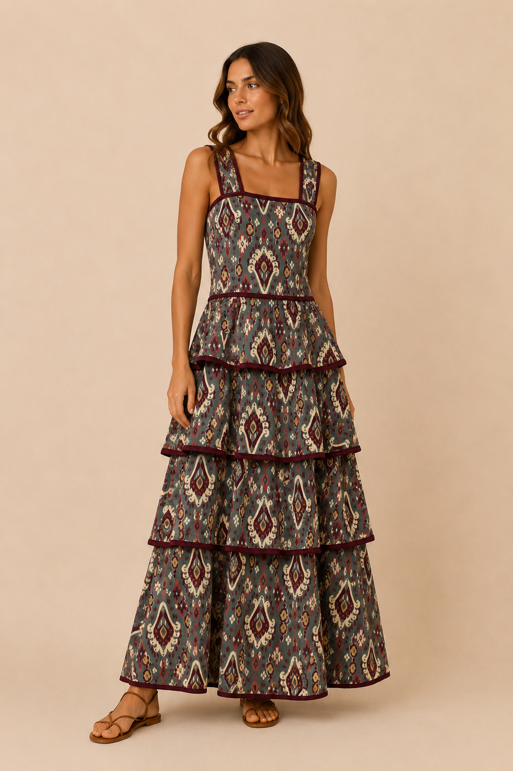 VESTIDO VOLANTES VERDE
