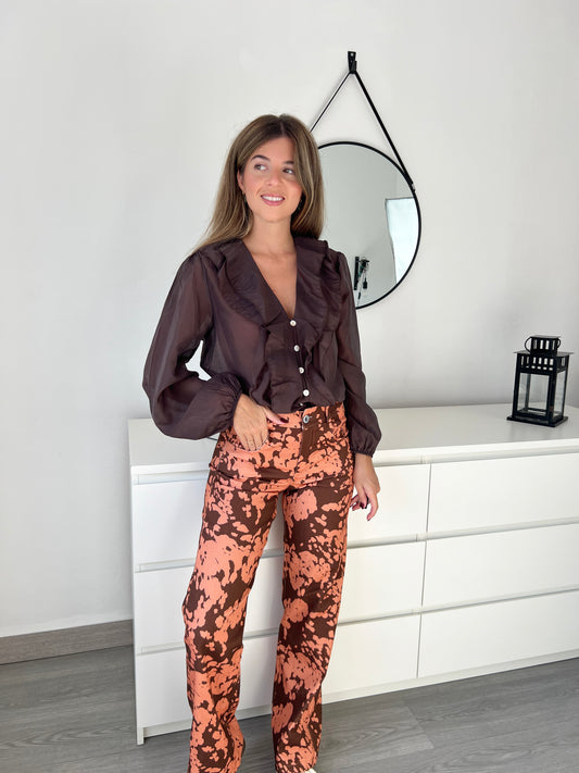 BLUSA VOLANTES CHOCOLATE