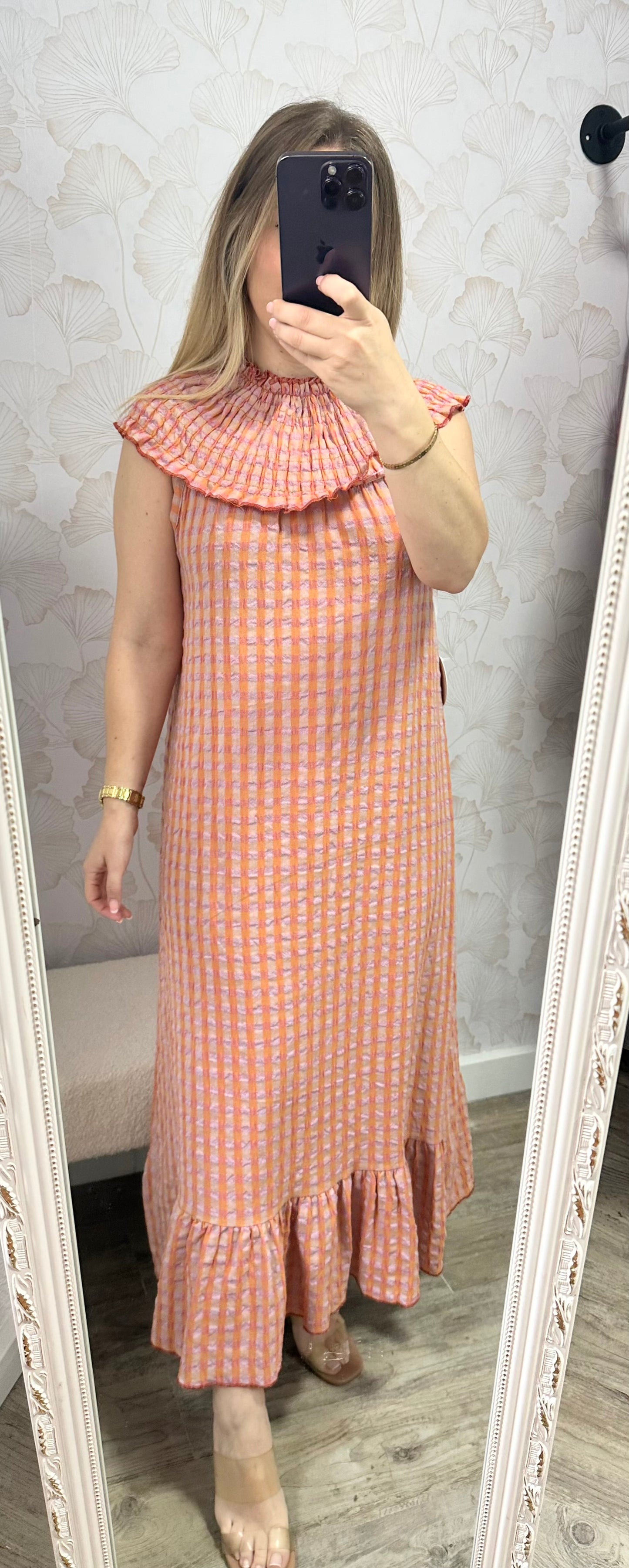 VESTIDO VICHY NARANJA