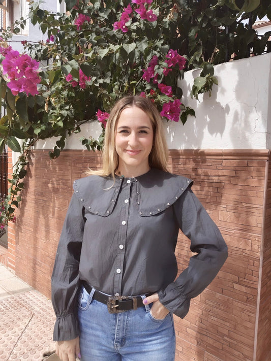 CAMISA CUELLO BOBO GRIS