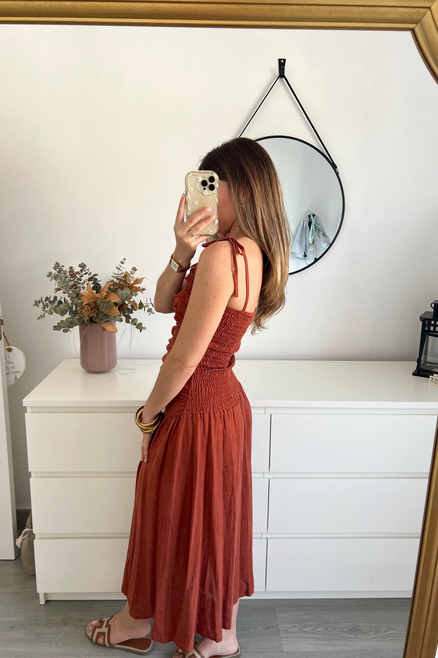 VESTIDO LINO TEJA