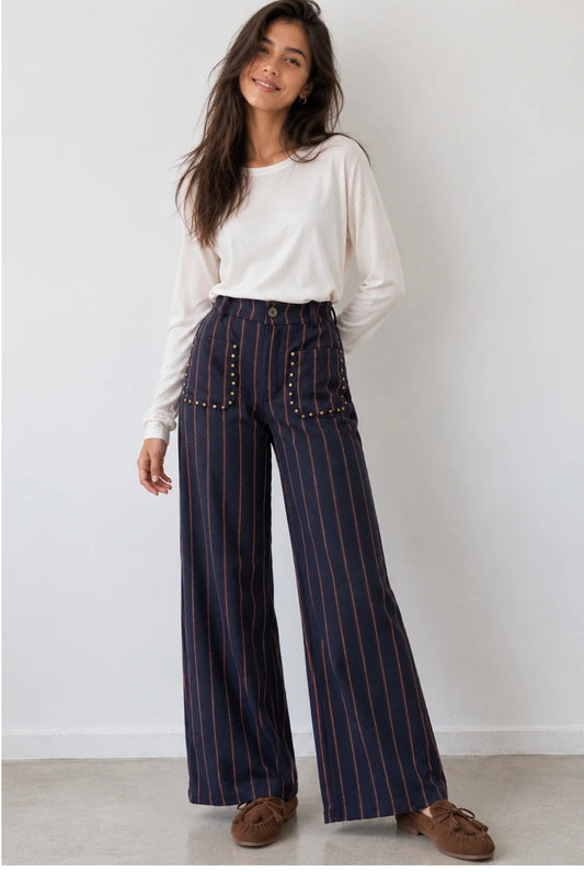 PANTALÓN RAYAS TACHUELA Azul