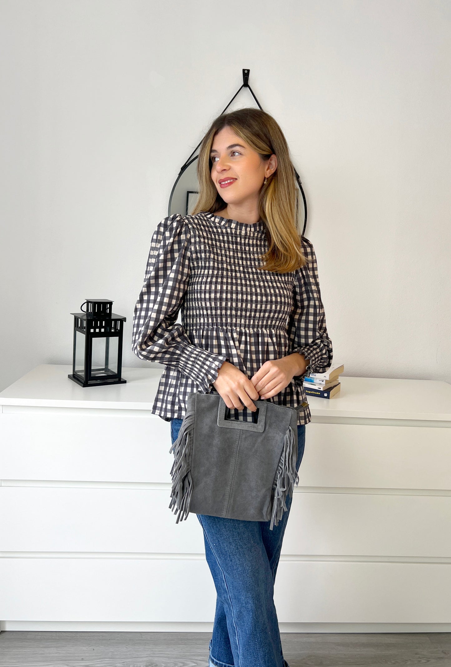 BLUSA CUADROS VICHY GRIS