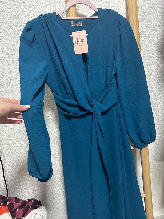 VESTIDO AZUL PETROLEO