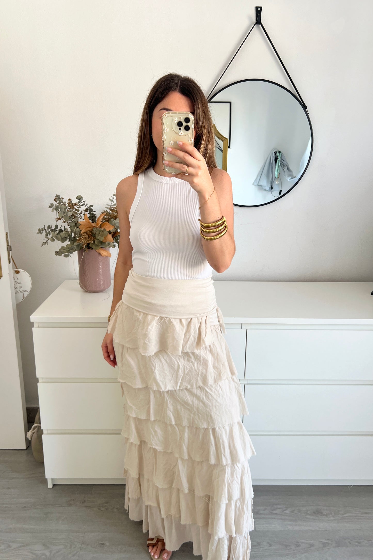 FALDA VOLANTES BEIGE