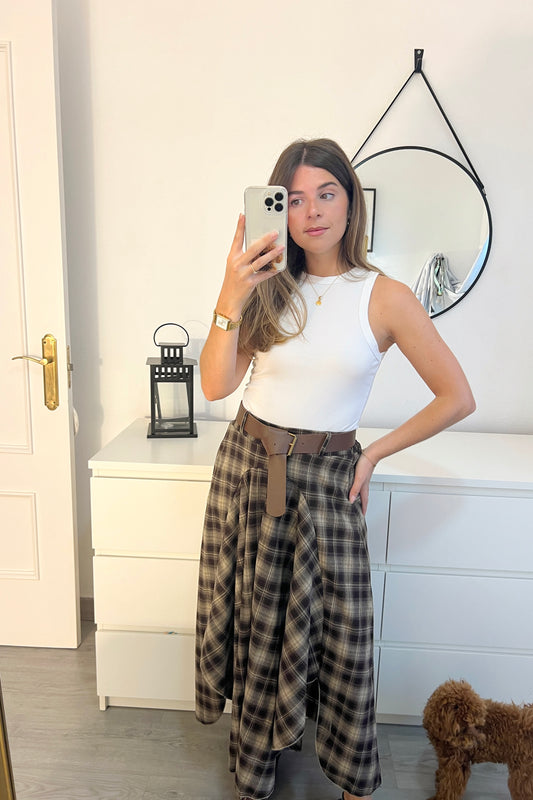 FALDA CUADROS FRANELA