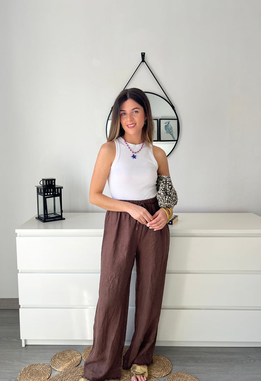PANTALÓN LINO MOCCA