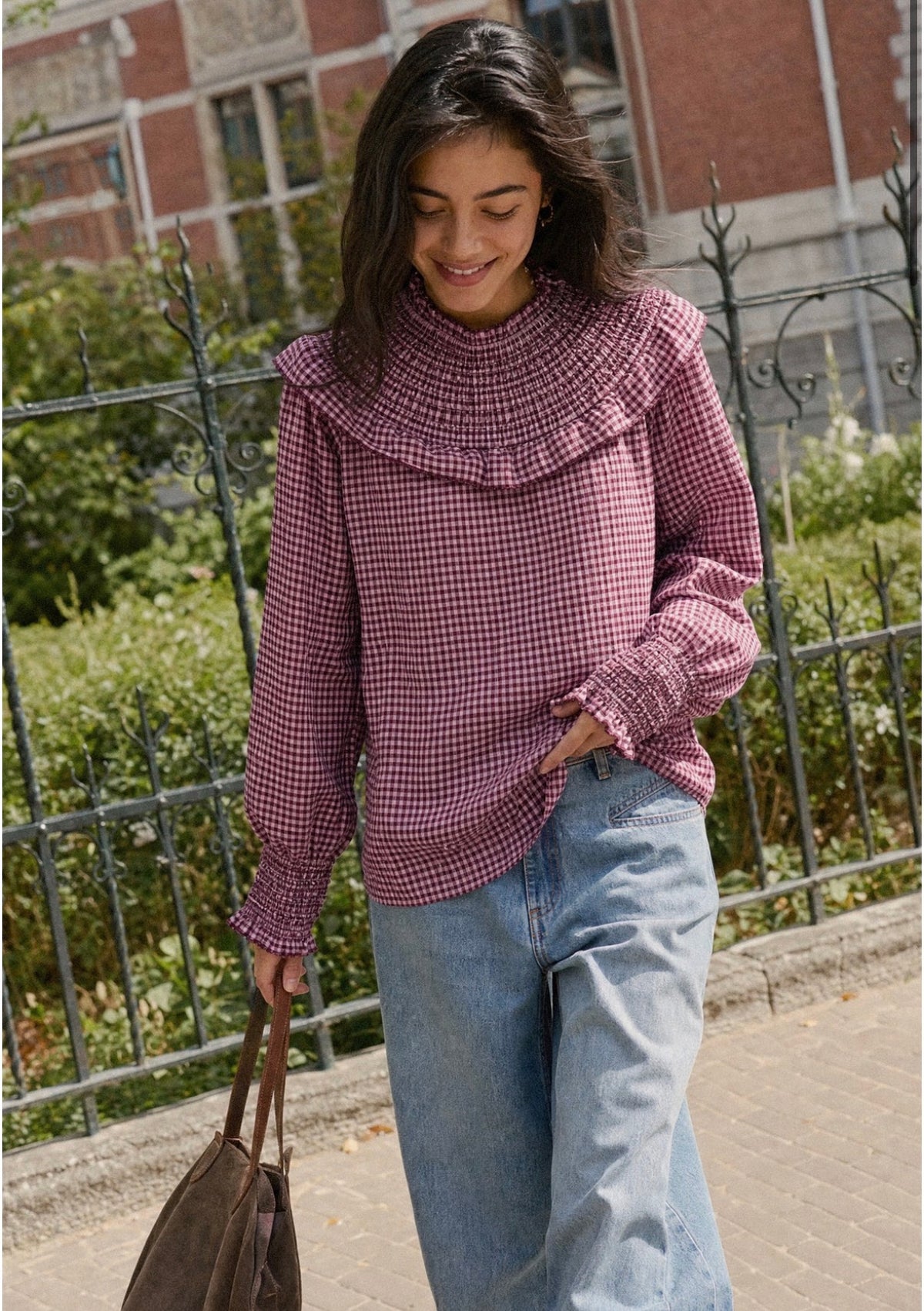 BLUSA VICHY BURGUNDY