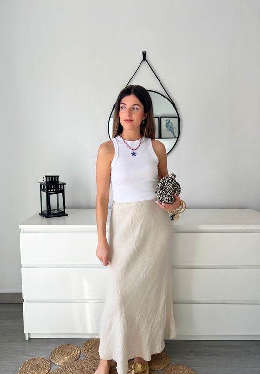 FALDA LINO BEIGE