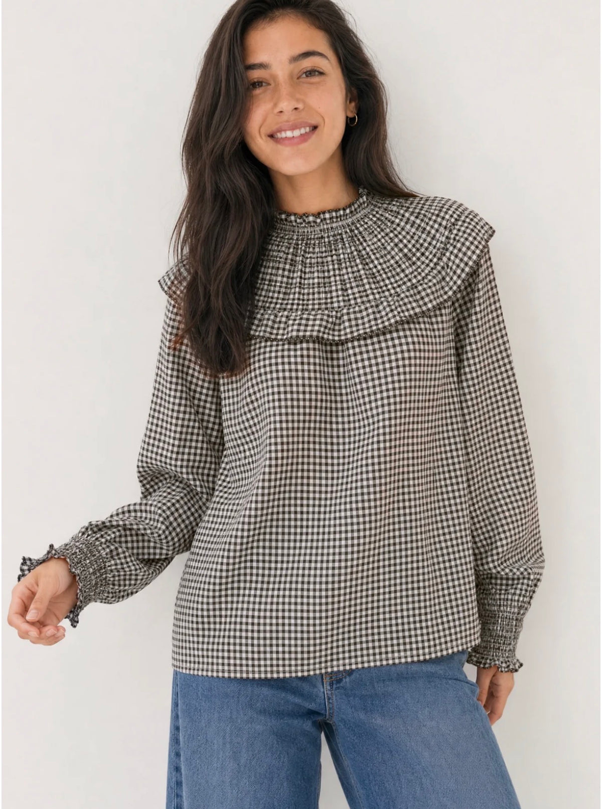 BLUSA VICHY MARRÓN