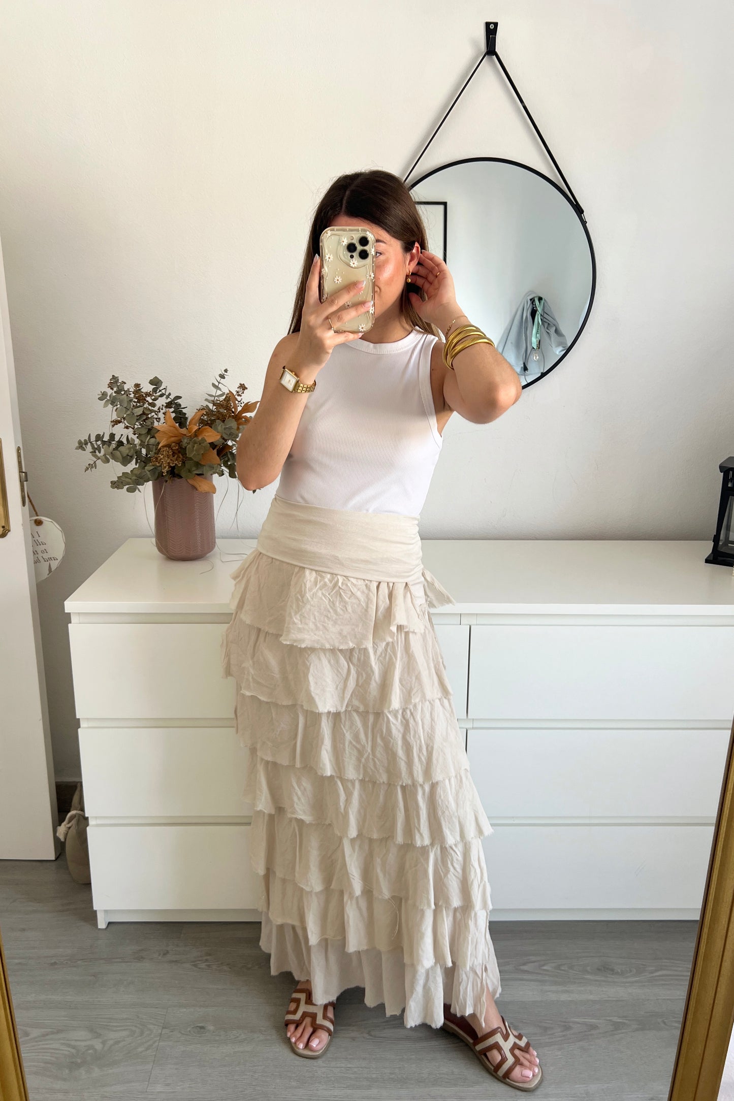 FALDA VOLANTES BEIGE