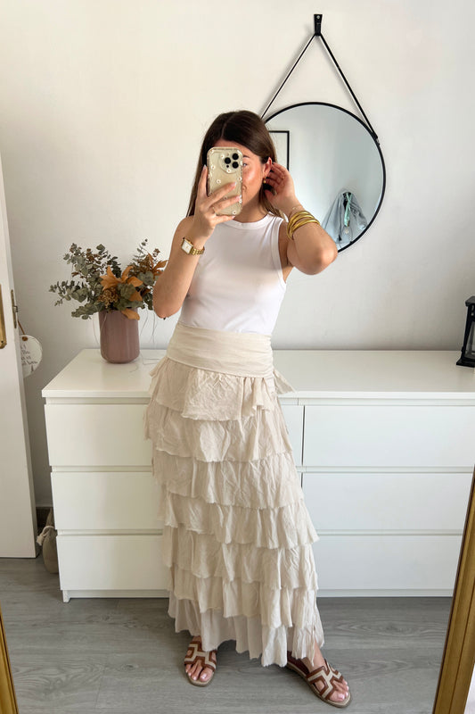 FALDA VOLANTES BEIGE
