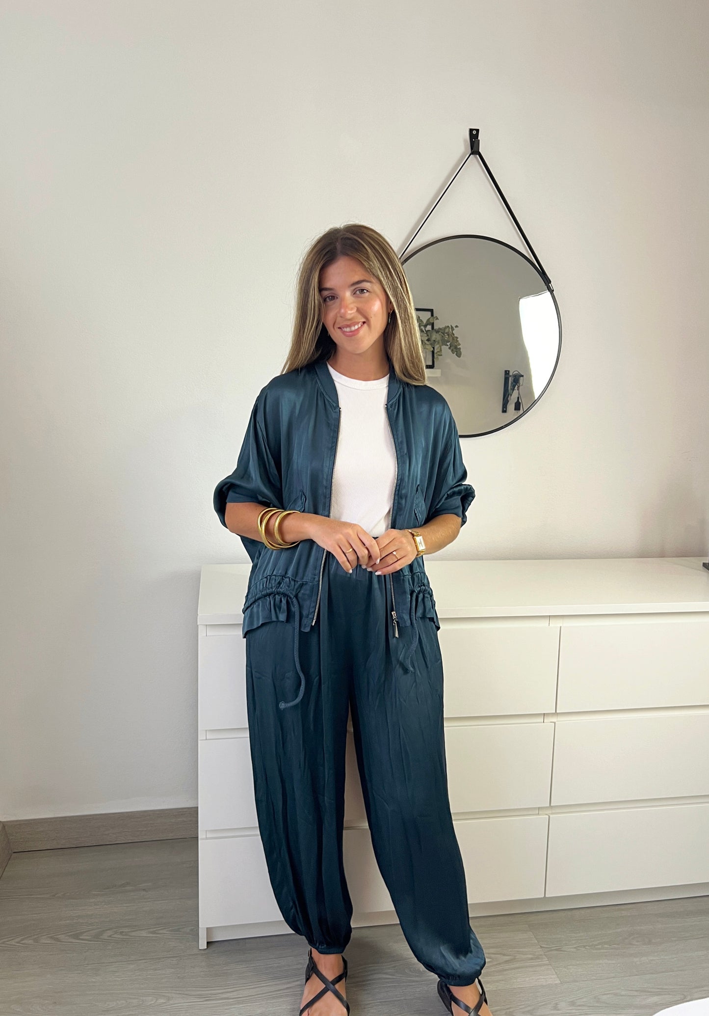 PANTALÓN SATÉN PETRÓLEO