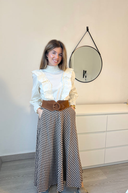 FALDA FRANELA MARRÓN