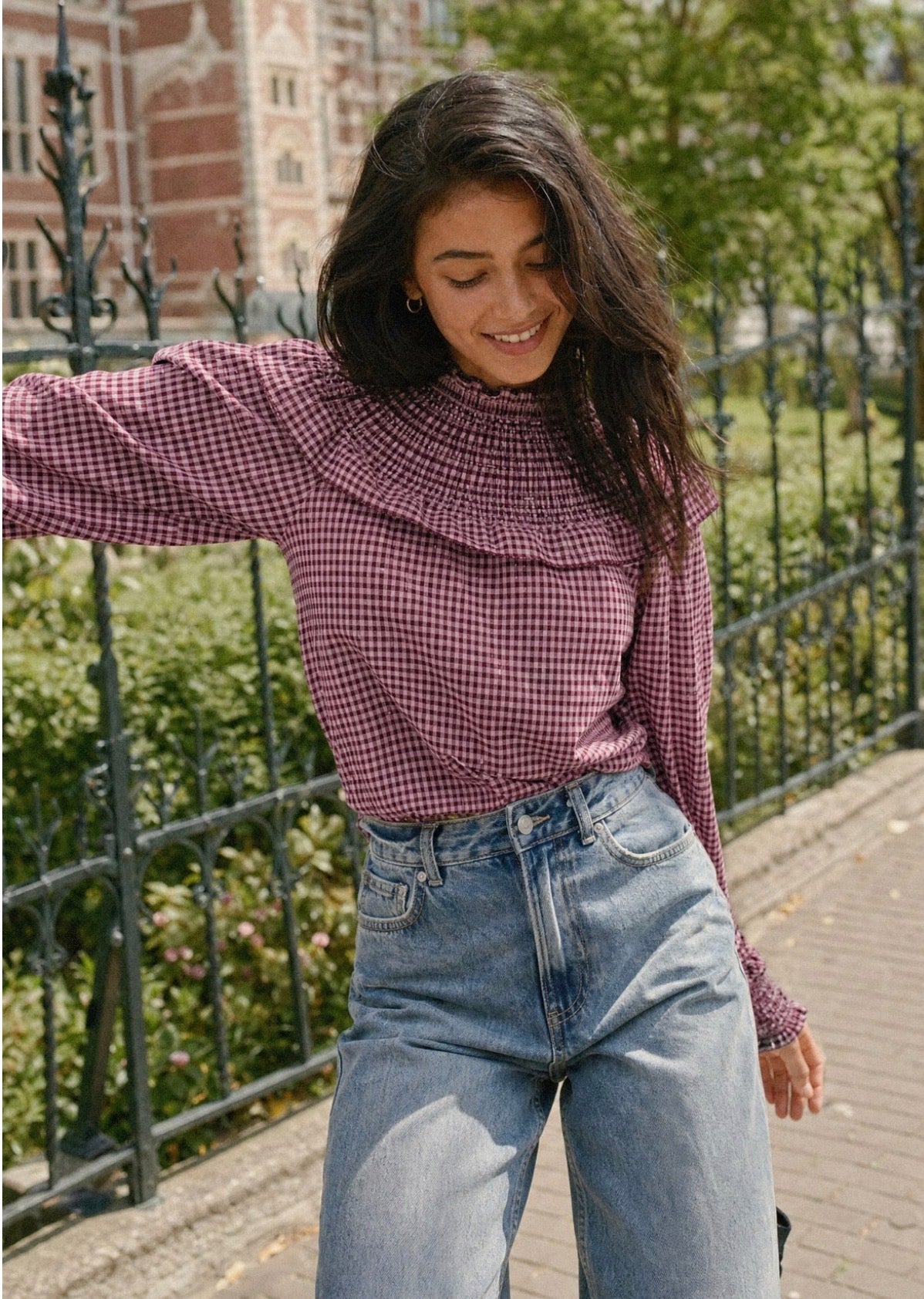 BLUSA VICHY BURGUNDY