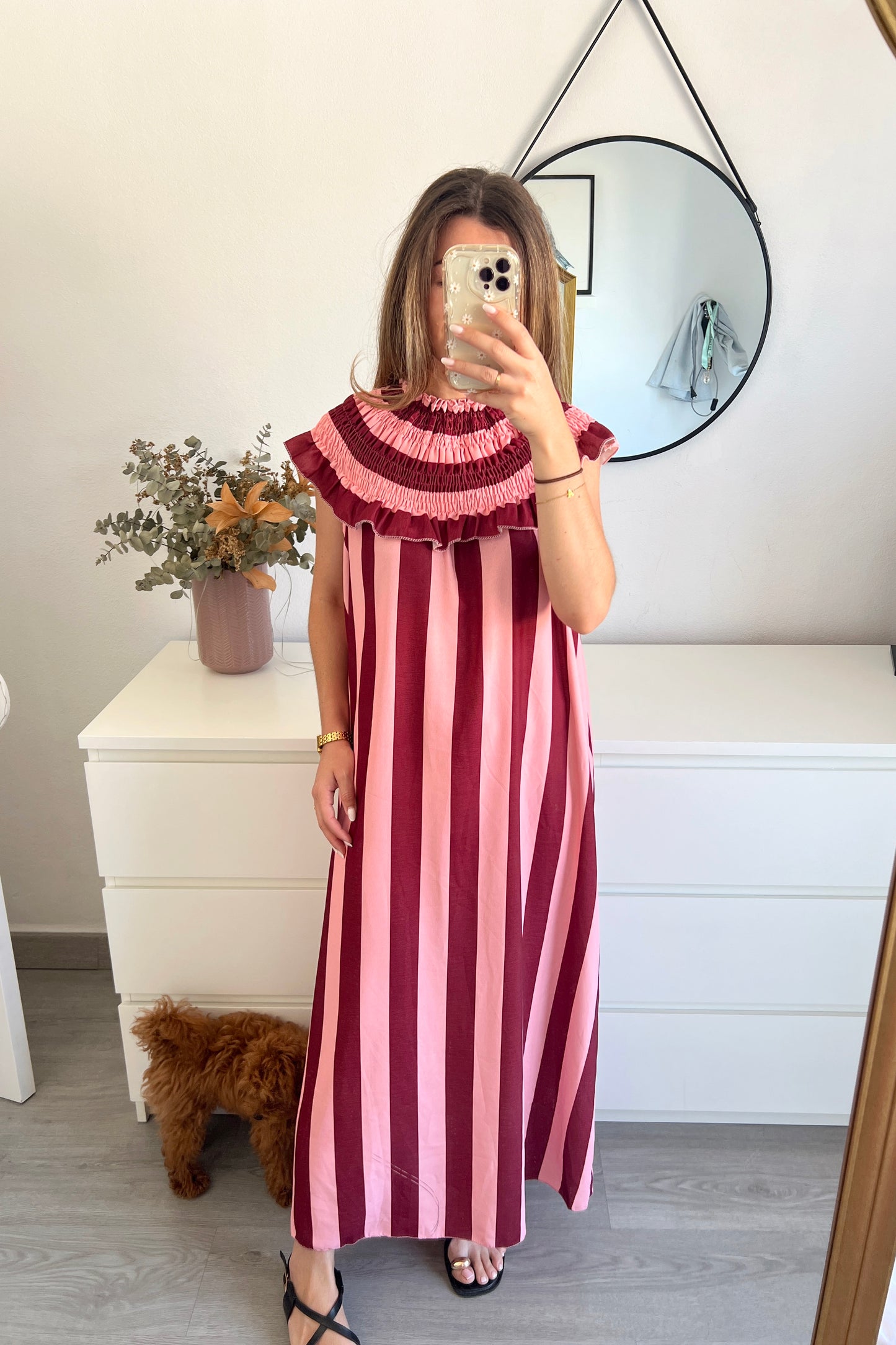VESTIDO RAYAS ROSA
