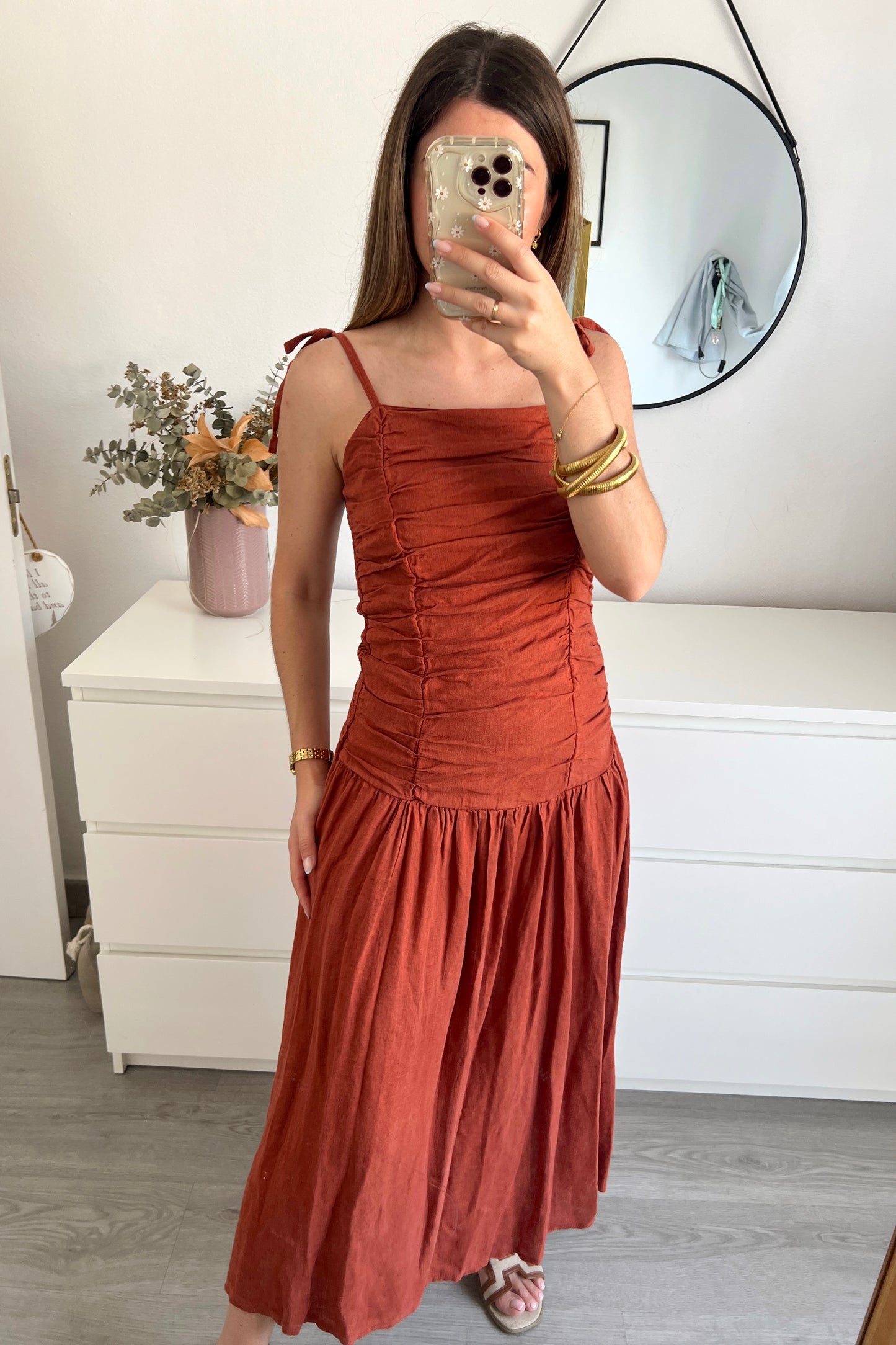 VESTIDO LINO TEJA
