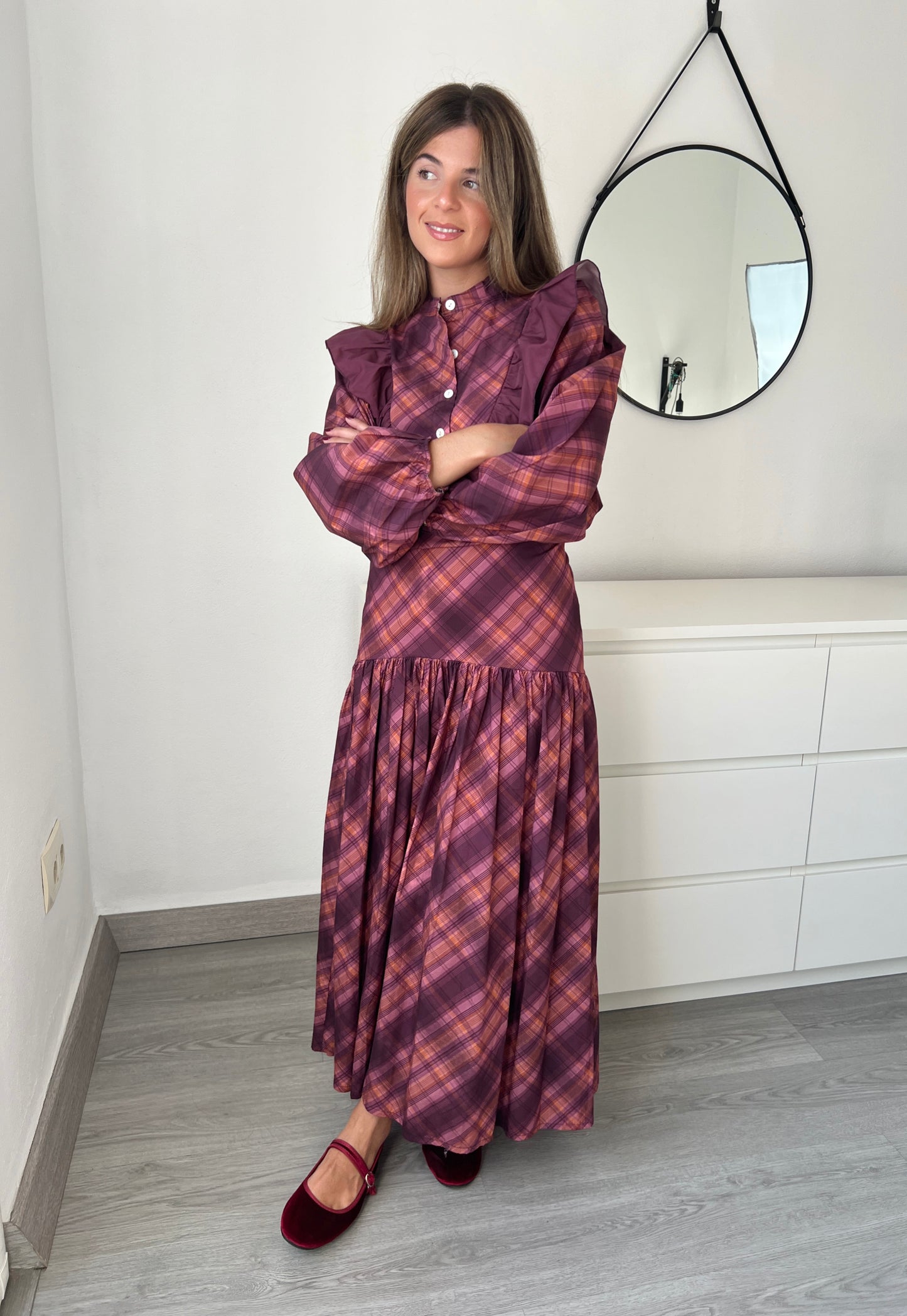 BLUSA CUADROS BURDEOS