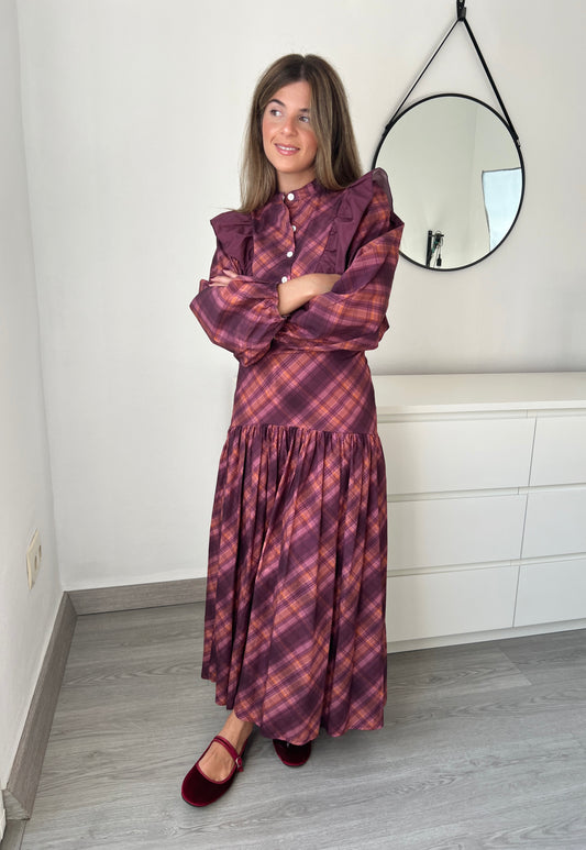 BLUSA CUADROS BURDEOS