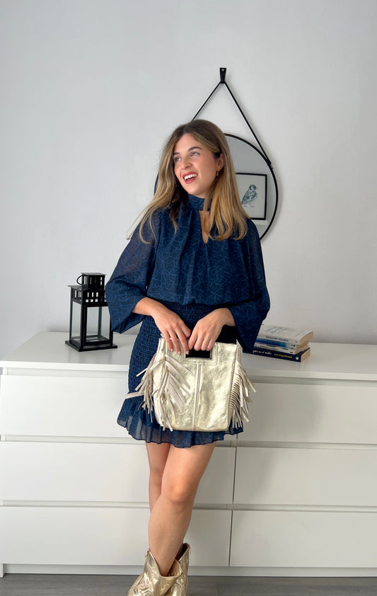 BOLSO FLECOS DORADO